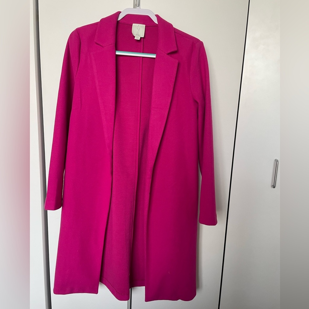 Joie Open-Front Long Trench Coatigan - Fuchsia